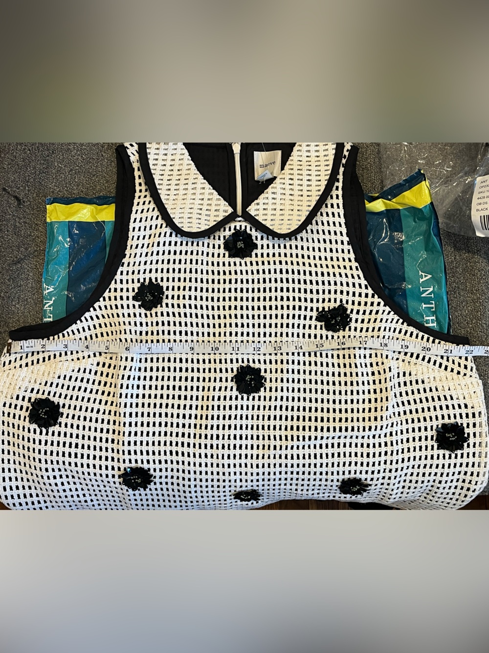 MAEVE/ANTHROPOLOGIE Black and White Drop Waist Mini Dress - Picture 8 of 8